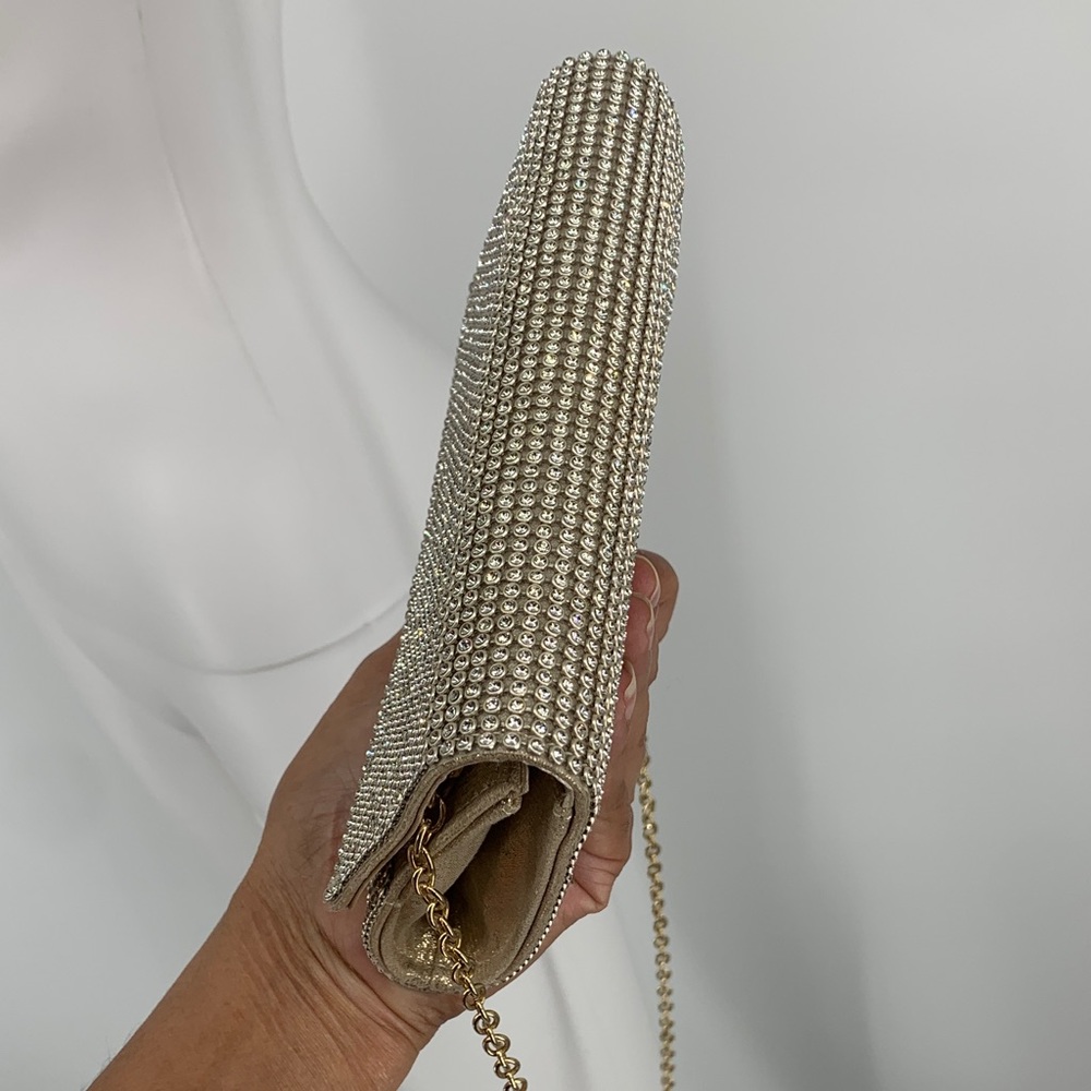 Chic NYE New Years Eve party fancy vintage Gold Chain Crossbody Bag purse used - Picture 14 of 17